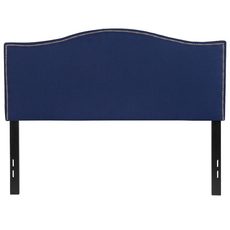 Emma and Oliver Upholstered Full Size Headboard with Nailtrim in Navy Fabric, 1 of 6