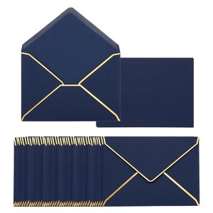 Unique Bargains Thick Paper Greeting Card A7 Envelopes with Gold Border 5" x 7" 200 Pcs - 1 of 4