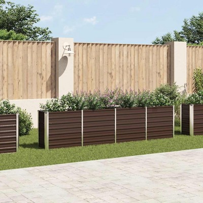 vidaXL Raised Garden Bed Brown Galvanized steel Large Durable