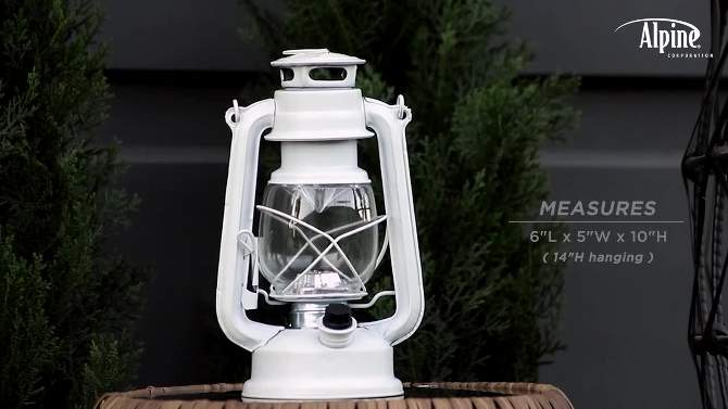 Indoor/Outdoor Hurricane Lantern with LED Lights and Timer Cool White - Alpine Corporation, 2 of 9, play video