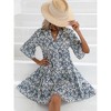 Coolmee Women Summer Mini Dress Ruffle Short Sleeve V Neck A Line Tiered Flowy Loose Casual Beach Short Dress - 4 of 4