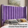 Bed Frame with 58" tall Headboard, Velvet Upholstered Platform bed - 3 of 4