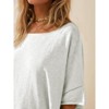 Imily Bela Womens Oversized Casual Summer Crew Neck Loose Dropped Short Sleeve Side Slit Hem Tunic Blouse Light - 3 of 4