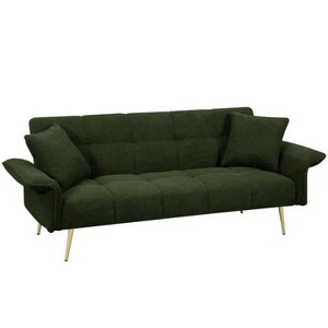 70.1 "futon sofa bed, convertible double sofa bed with folding armrests for living rooms and small Spaces Green - 1 of 4
