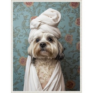 Amanti Art Spa Day Pooch by Mowzu  Framed Canvas Wall Art - 1 of 4
