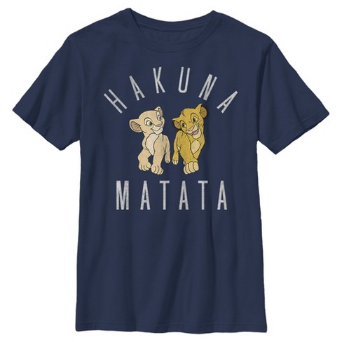 Boy s Lion King Nala and Simba Distressed T Shirt Navy Blue Large