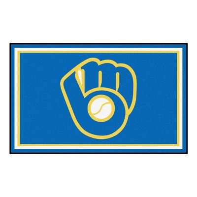 MLB Milwaukee Brewers 4'x6' Plush Area Rug - Light Blue