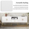 Modern TV Stand for TV up to 70 Inches,TV Cabinet with 1 Drawer, 2 Cabinets and Metal Legs - 3 of 4