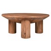 Royal Hampton, Meridian Coffee Table Round Top 3 Column Pillar Legs Natural Brown Mango Wood, 38 Inch - 3 of 4