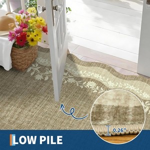 Washable Scalloped Area Rug, Non Slip Low Pile Floor Carpet, Indoor Foldable Bath Mat for Bedroom Hallway Kitchen Entryway Living Room - 1 of 4