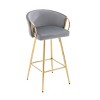 PAGED 30" Bar Height Stools Set of 2, Modern Velvet Counter Stools with Backs and Footrests for Bar, Kitchen, Dining Room - 2 of 4