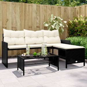 Garden Sofa Black, Cream White vidaXL - 1 of 4