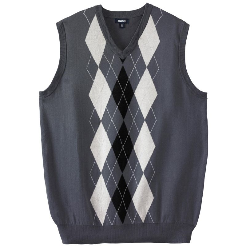 KingSize Men's Big & Tall V-Neck Argyle Sweater Vest, 1 of 2