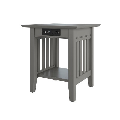AFI Furnishings Mission End Table with Charger Grey