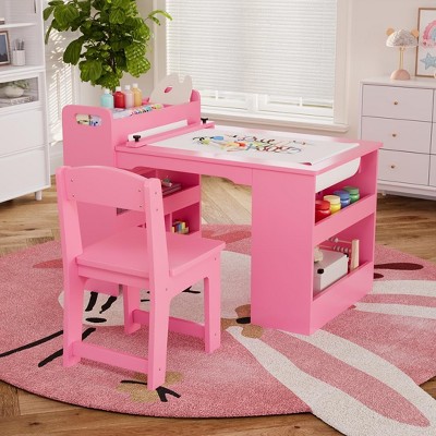 49" Kids Activity Table w/2 Chairs & Storage – Multi-Functional Art Desk for Kids' Room, Playroom & Classroom