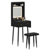 Small Vanity Desk Set With 3 Adjustable Lighted Mirror And Storage Chair Mini Black Makeup Vanities Set For Bedroom Compact Make Up Dressing Table - 4 of 4