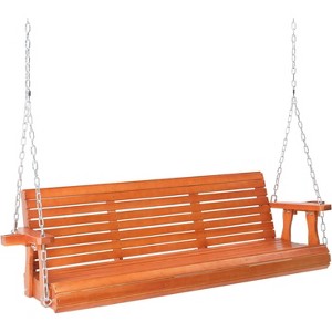 VINGLI Heavy Duty 880 LBS 5 FT Pine Wood Patio Swing - Outdoor Hanging Chair with Cup Holder & Adjustable Chains for Yard, Garden, Lawn, Balcony - 1 of 4