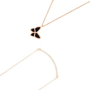 Adornia Rose Gold 2-PIECE Curved Bar and Butterfly Necklace HOLIDAY Set - 1 of 3