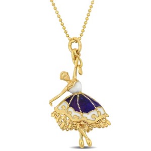 EVERLY JEWELRY | Yellow Plated Silver Enamel Bead Station Dancer Charm Necklace – Multiple color Enamel - 1 of 4