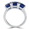 Pompeii3 3 3/4ct Diamond & Synthetic Blue Sapphire Ring 10K White Gold 3- Stone - 2 of 4