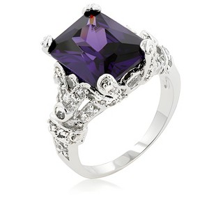Slickblue Unique Right Hand Amethyst Purple Princess Ring – 6.5 ct Radiant Cubic Zirconia, Sizes 5 - 10 - 1 of 2