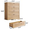 5 Drawer Rattan Dresser for Bedroom, 47.27” Tall Dresser with Power Outlets, Wood Dresser Chest of Drawers for Living Room Closet Hallway Entryway - 3 of 4