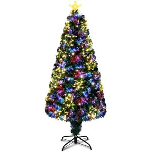 VINGLI 4ft Pre-lit Fiber Optic Christmas Artificial Tree w/Multicolor LED Lights, Stars & Star Topper Decor - 1 of 4