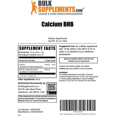BulkSupplements BHB Beta-hydroxybutyrate (Calcium) Powder