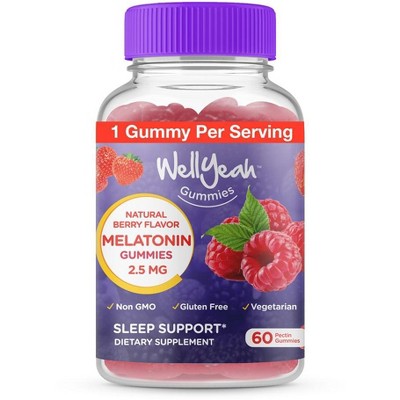 WellYeah Melatonin Gummies 2.5 mg - Natural Berry Flavor - 60 Count