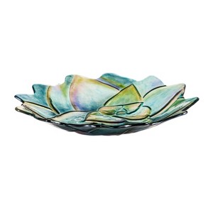 Evergreen 18" Hand Painted and Embossed Shaped Bird Bath, Succulent- - 1 of 3