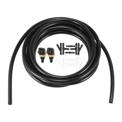 Unique Bargains Universal Front Windshield Washer Hose Kit with Washer Fluid Hose 3 Meter Black Pack of 15 with 12 Pcs Hose Connectors