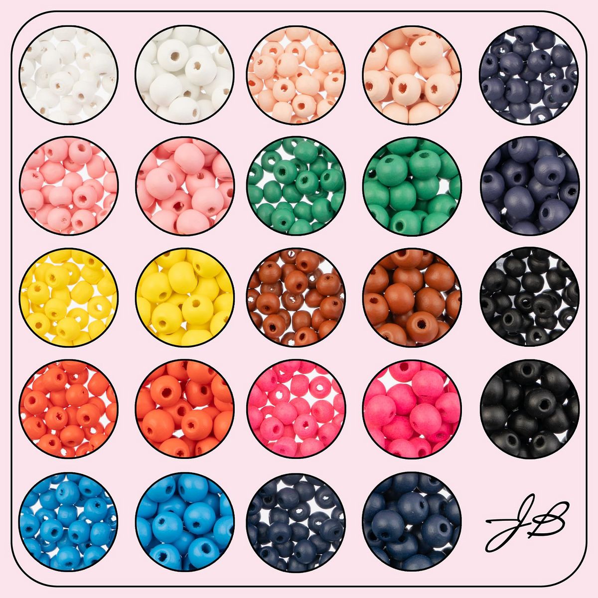 John Bead 840pcs 6mm 8mm Assorted Colors Wood Beads, Colorful Round Wooden Bead for DIY Crafts Jewelry Making Bead Box - thumbnail 2