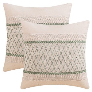 REGALWOVEN Geometry Weave Patchwork Throw Pillow Covers for Sofa Farmhouse Living Room Decor 2 Pcs - 1 of 4