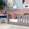 Children's floor bed frame with strong Flat noodles and safety fence, suitable for girls, boys and teenagers - 3 of 4