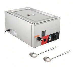 Coucheta 20QT Electric Food Warmer - Commercial Stainless Steel Steam Table with Adjustable Temp (86-185°F), Includes Lid & Serving Ladles - 1 of 4