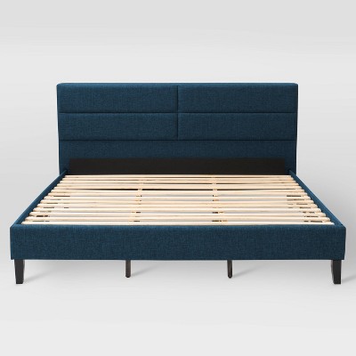 King Bellevue Upholstered Panel Bed Ocean Blue - CorLiving