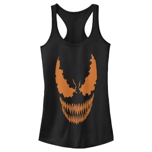Juniors Womens Marvel Halloween Venom Scary Face Costume Racerback Tank Top - 1 of 4