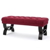 CAVINAS Upholstered Ottoman Bench, Button-Tufted Diamond Stitching Accent Stools, Entryway Benches with Half-Circle Birch Wood Legs - 4 of 4
