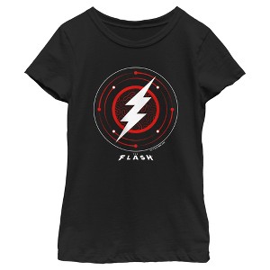 Girl's The Flash White Lightning Bolt Stamp T-Shirt - 1 of 4