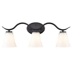 Claxy Farmhouse Black Bathroom Vanity Light Fixture with Milk Glass Shade 3-Light - 1 of 4