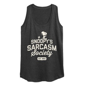 Women's - Peanuts - Snoopy Sarcasm Society Graphic Racerback Tank - 1 of 4