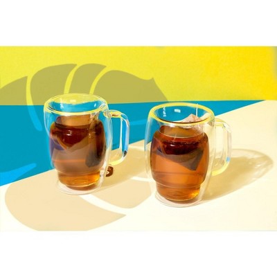 Cadus 10-Ounce Double Wall Glass Coffee and Tea Mugs Set