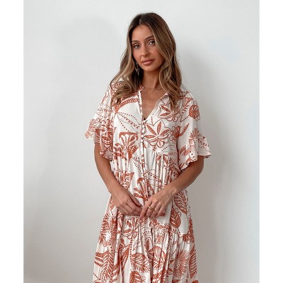 Womens Dress Summer Bohemian Short Sleeve Floral Print Mini Dress