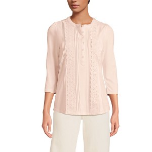 Lands' End Women's 3/4 Sleeve Lightweight Jersey Embellished Top - 1 of 4
