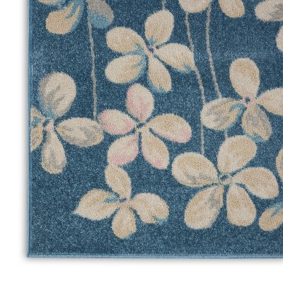 Handmade Turquoise Floral Viscose Rectangular 8' x 10' Rug