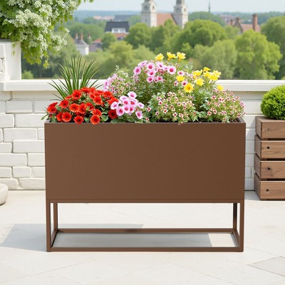 47x18x18 Inch Metal Planter with Shelves & Drainage – Indoor/Outdoor Use for Tall Plants, Flowers, Shrubs