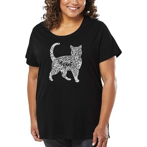 LA Pop Art Women's Word Art T-shirt - Cat - 1 of 4