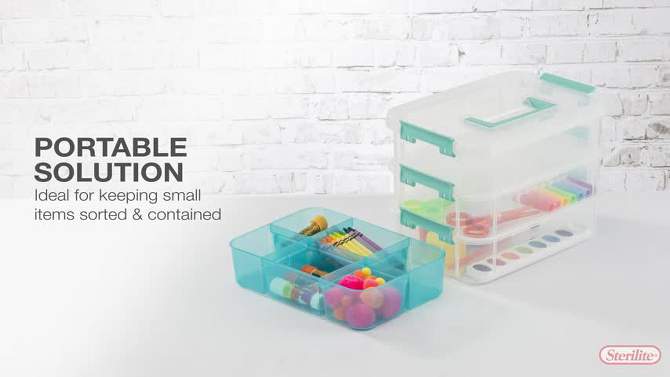 Sterilite Convenient Small Home Tiered Layer Stack Carry Storage Box with Colored Accent Secure Latches, 2 of 5, play video