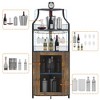 5-Tier Corner Bar Cabinet with Glass Holder & Barn Door, Farmhouse Liquor Storage with Adjustable Shelf for Kitchen, Dining Room, Home Bar, Retro - 4 of 4
