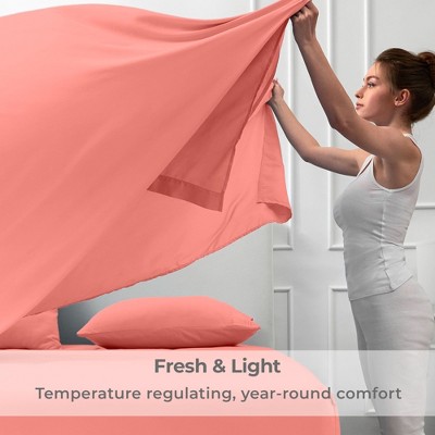 Coral Twin Microfiber Flat Sheet Set